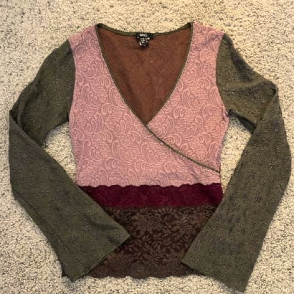 MANGO lace blouse long sleeve